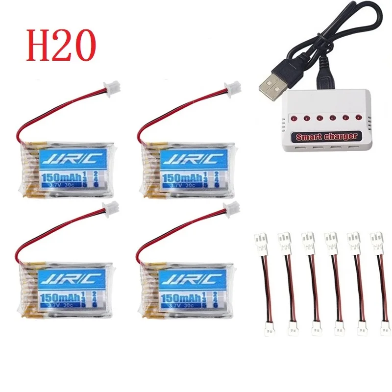 Batería Original JJRC H20 de 3,7 V, 150mAh para JJRC H20, Syma S8, M67, U839, piezas de cuadricóptero RC, juego de cargador de batería Lipo de 3,7 V (6 en 1)