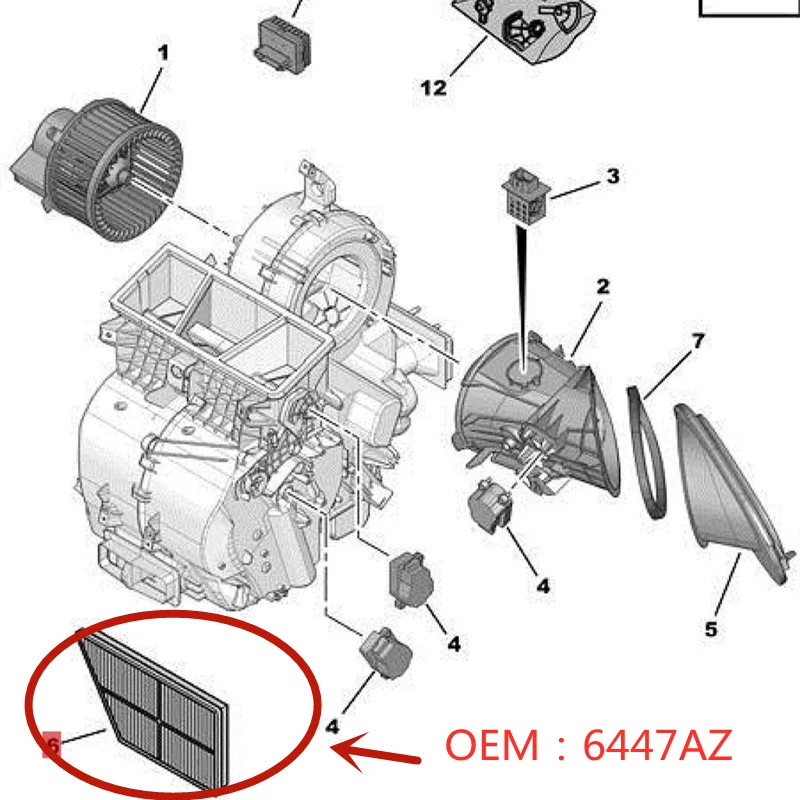 Suitable for Peugeot 206 206CC 206SW pollen filter air conditioning filter heating ventilation system filter OEM: 6447AZ