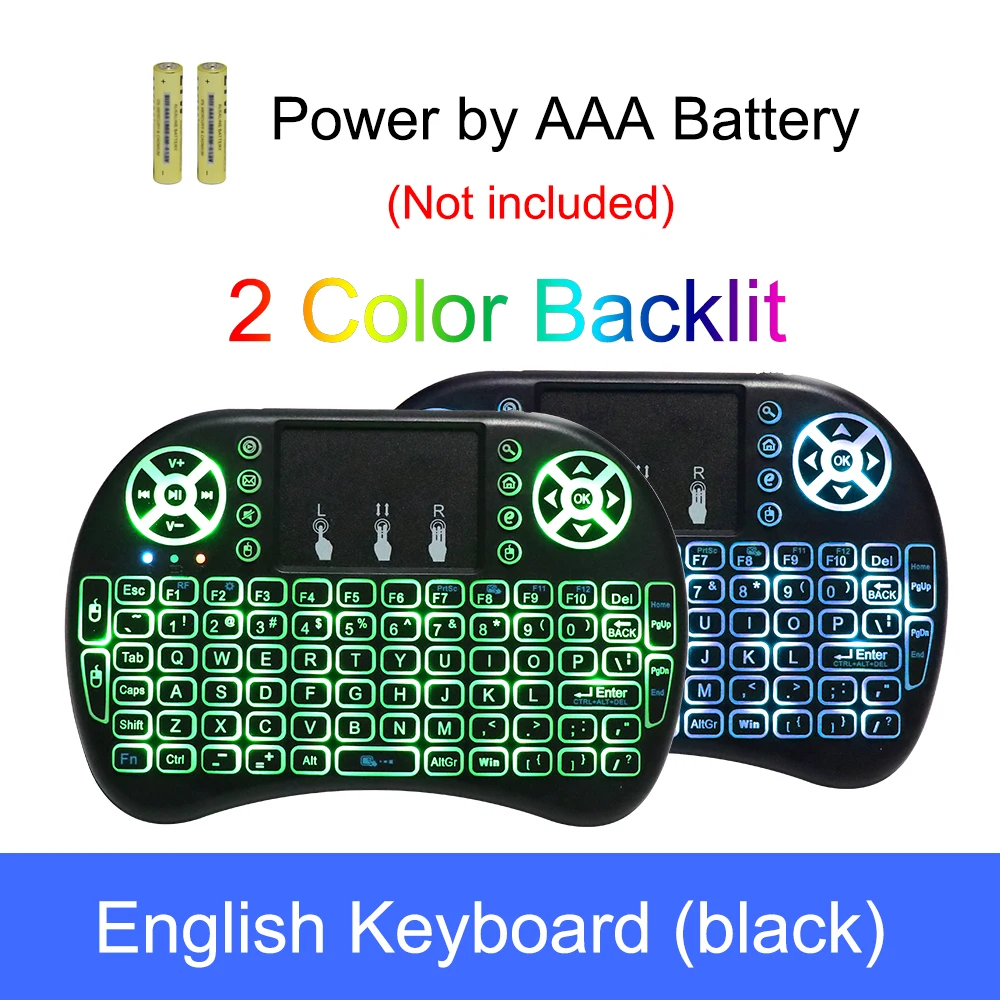 I8 Russian English Portuguese Spainish Arabic Backlit Wireless Mini Keyboard Air Mouse Remote Control with Touchpad For TV Box