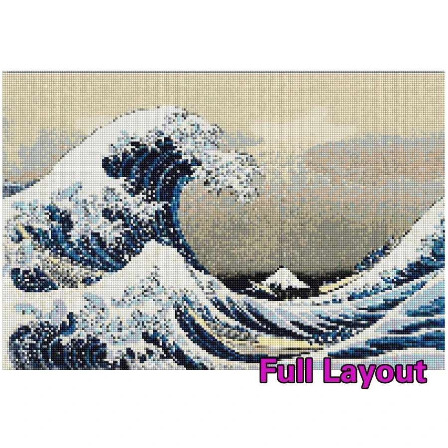 5D Diy Diamond Painting The Great Wave Of Kanagawa Japanese Full Cross Stitch Kit Diamond Mosaic Christmas Decor HomeZP-1061