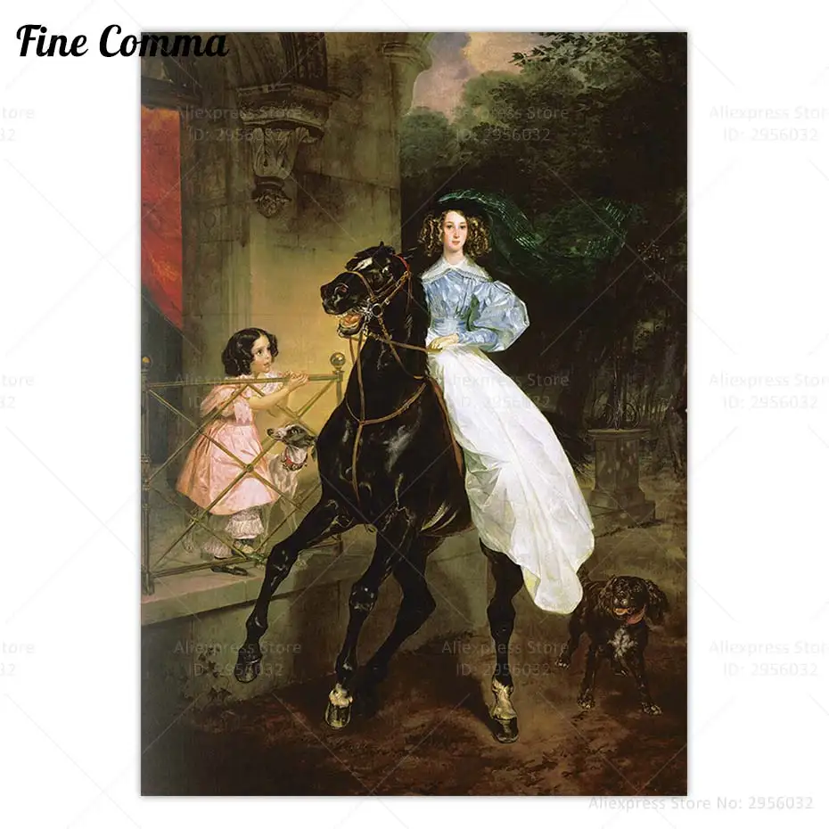 Horsewoman Poster Karl Bryullov Vintage Painting Reproduction Print Portrait of Giovannina Amazilia Pacini Canvas Print Wall Art