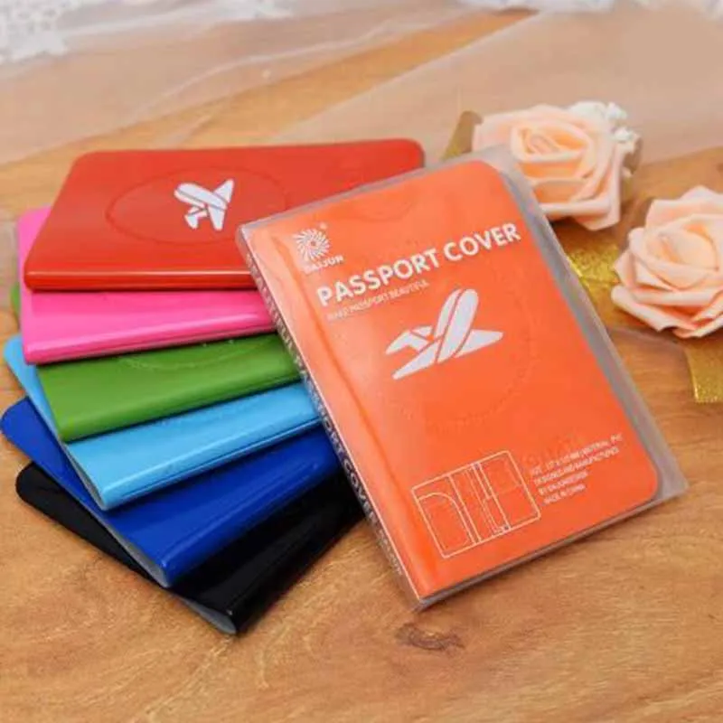 Women Men Travel Accessories Candy Color Plane Passport Holder PVC Travel Passport Cover Case High Quality Card ID Holders