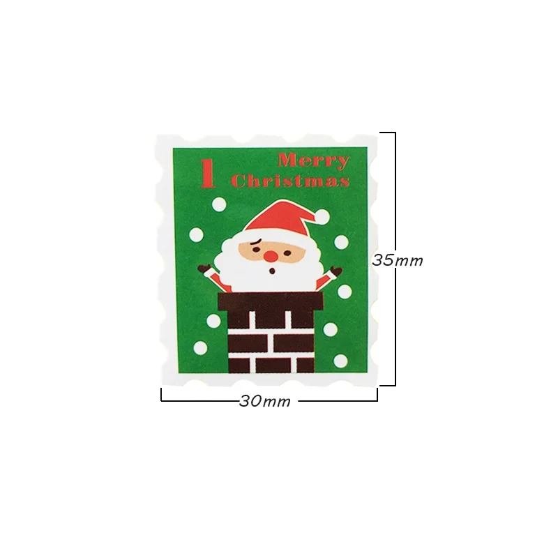 100pcs/lot Colored Christmas Stamp design Kraft Seal Sticker Kraft Paper Material stick DIY Multifunction gift sticker