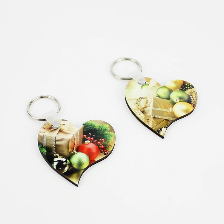 

sublimation blank key chains double heart mdf keychain hot transfer printing diy customized key ring consumables 20pcs/lot