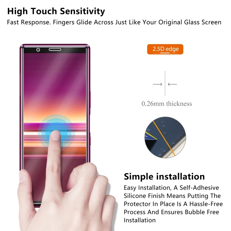 2 pz/lotto vetro temperato per Sony Xperia 5 proteggi schermo per Sony Xperia 5 9H pellicola protettiva antideflagrante dura