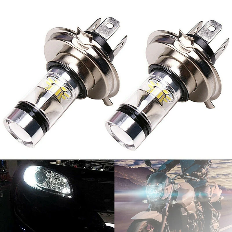 2 Pcs H4 9003 HB2 LED Motorrad Scheinwerfer Lampen HID Hallo & Abblendlicht 6500K White Power