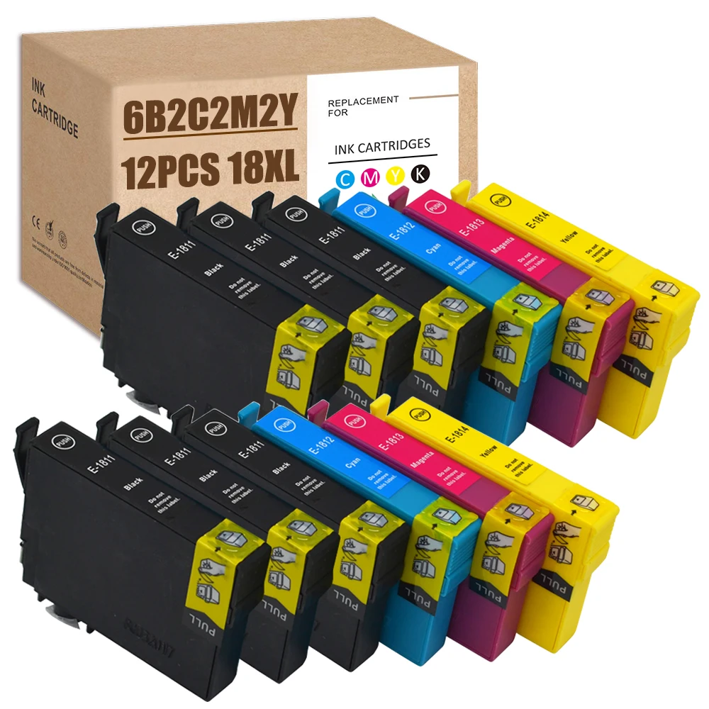 For Epson 18 XL Ink Cartridge Compatible for XP-202 XP-205 XP-215 XP-225 XP-305 XP-315 XP-322 XP-325 XP-405 XP-415 XP-425