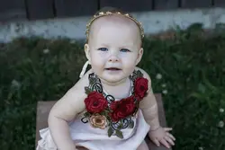 Flower Newborn Infant Baby Girls Romper Jumpsuit Bodysuit One-Piece Clothes 0-3T red Embroidery rose girls dress baby princess