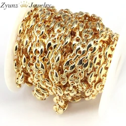 3 Meters, Gold Color Link Chains for Men Women Necklace Bracelet Making Coffee Bean Chains Findings