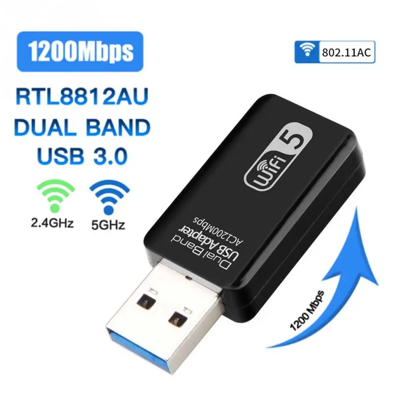 1200M Wireless Network Card 2.4G/5.8G Dual Frequency Wireless Network Card USB3.0 Free Drive Wifi Receiving Transmitter