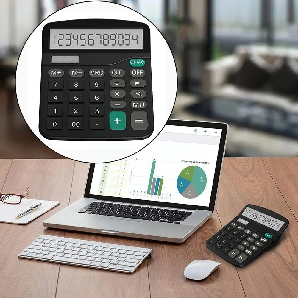 12 Digits Electronic Calculator Large LCD Screen Solar Office Calculator Accounting Power Tools School Dual Portable Financ S7C5