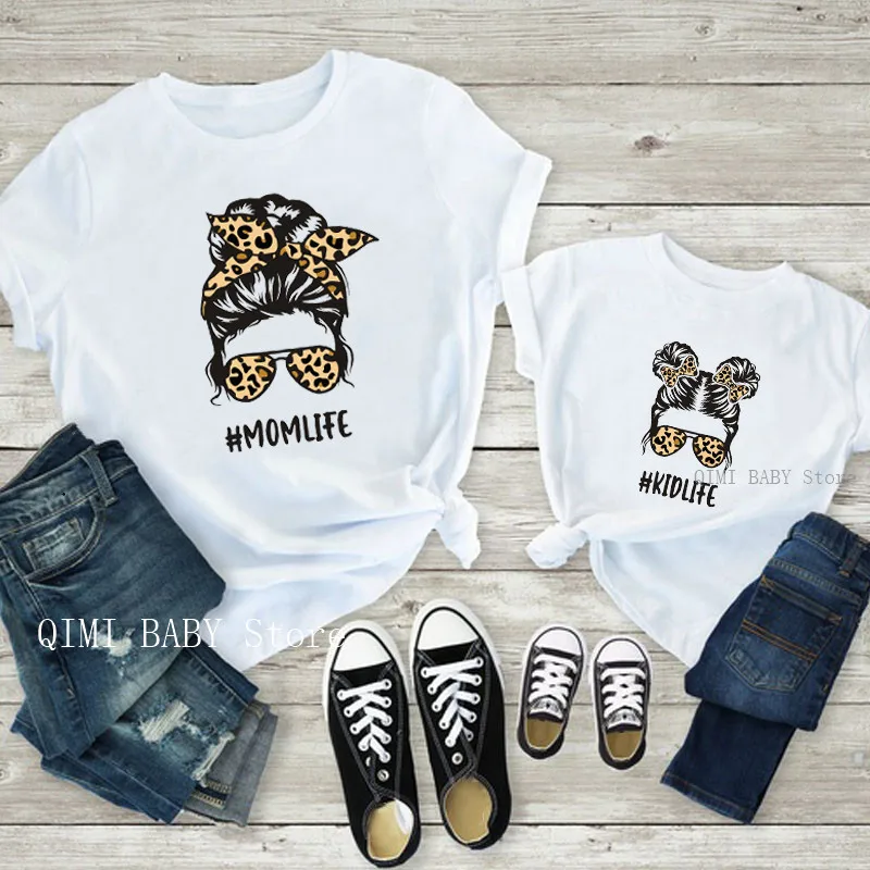 Funny Family Matching Tshirt Summer Short Sleeve Family Look T-shirts Mom Kids Life Tops Mother and Daughter Fashion Clothes