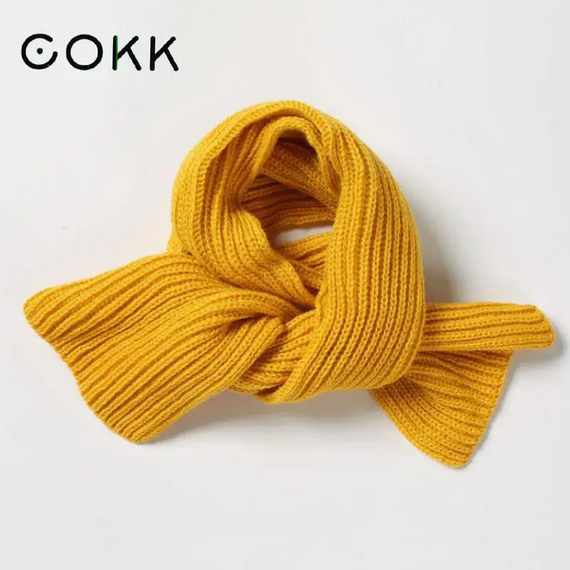 COKK Children Winter Scarf Baby Warm Knitted Scarves For Ladies Boys Girls Soft Kids Scarf Women Thick Warm Black Accessories