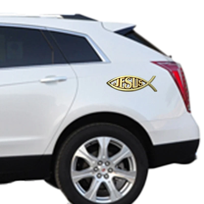 Car Universal Jesus Christian Fish Symbol 3D Logo Decal Badge Sticker Truck Decorative Styling Accessories for Auto Household