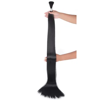 ブライス-女性用の滑らかで長い人工毛エクステンション,フック付きフックピース/パック,40インチ