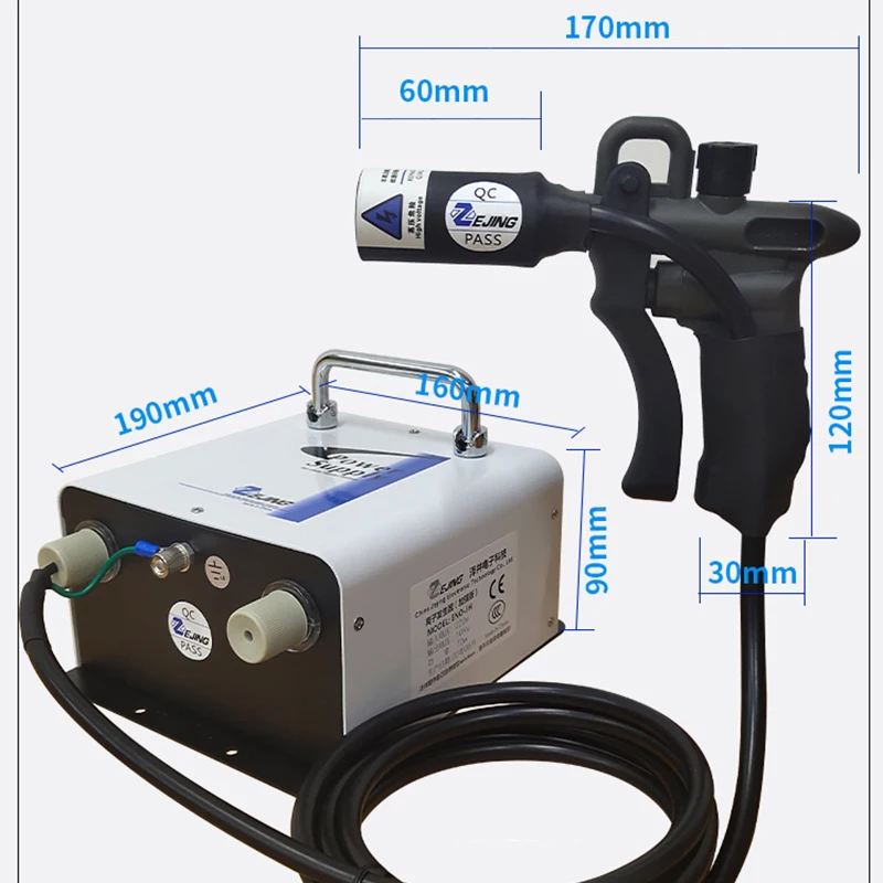 Pistola de aire ionizada ZJ-302D, además de eliminación de polvo estática, pistola de aire de doble aguja, pistola electrostática de ajuste de gas de cabeza grande, iones de 10KV