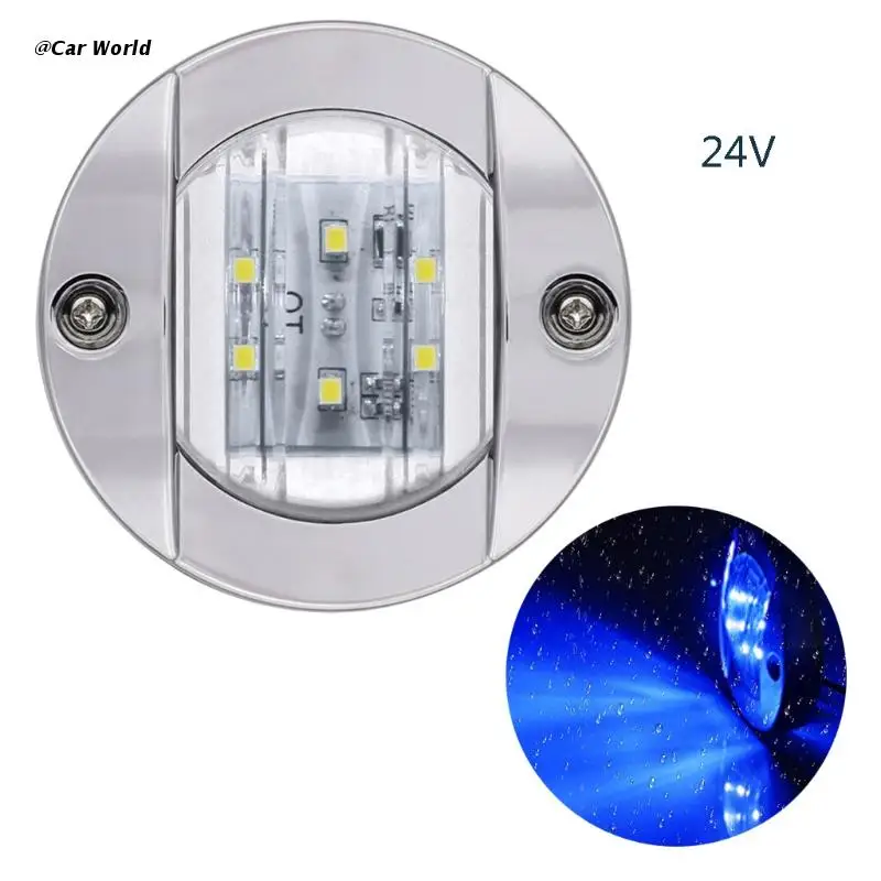 Luz LED de popa para barco de fácil instalación, luz nocturna brillante para yate, luz redonda de 75mm de diámetro, 12/24V
