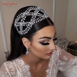YouLaPan Handmade Rhinestone Wedding Headband Indian Women Tiara Headdress Wedding Hair Accessories Bridal Headpiece HP243