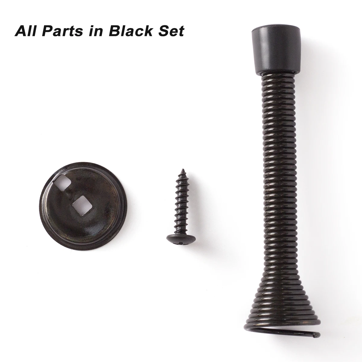 Spring Door Stopper With Rubber Bumper, 3-1/4” Heavy Duty - Flexible Door Stop Wall Protector, Black and Sivler Color Options