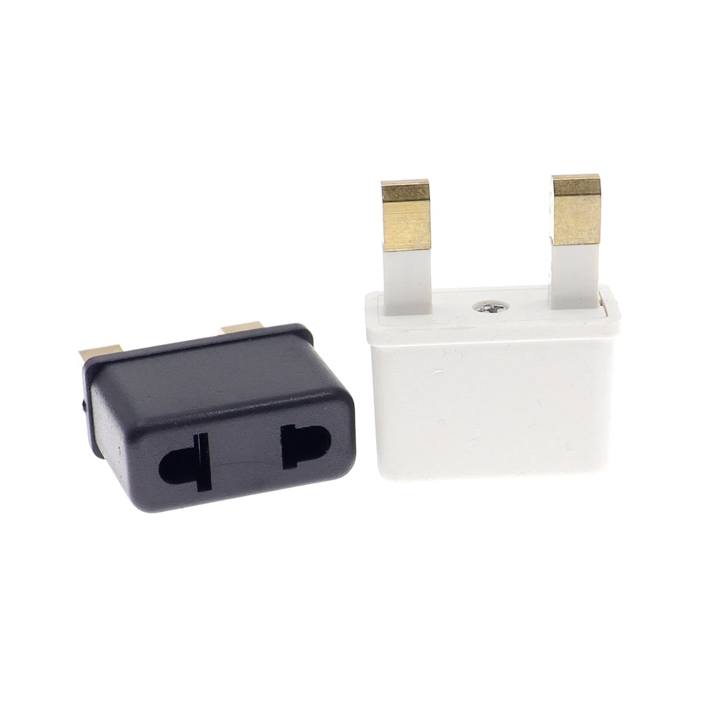 2pcs EU US to UK AC Power Socket Plug Travel Wall Charger Outlet Adapter Converter 2 Socket Input Pin For Phone Charging