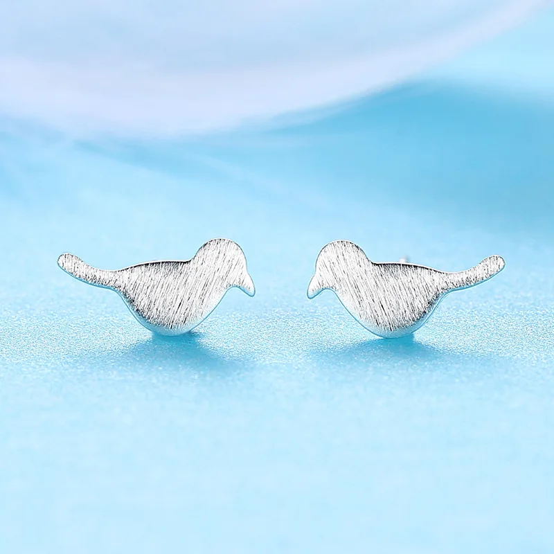 Little Bird Stud Earrings For Women 2021 Trend Simple Fashion Brushed Magpie Ear Partner Cute Animal Student Jewelry Wholesale