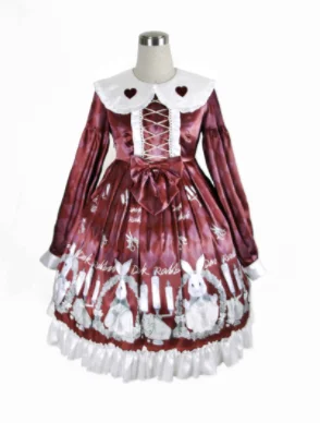 kawaii girl gothic lolita op Palace princess sweet lolita dress vintage turn-down collar bowknot cute printing victorian dress