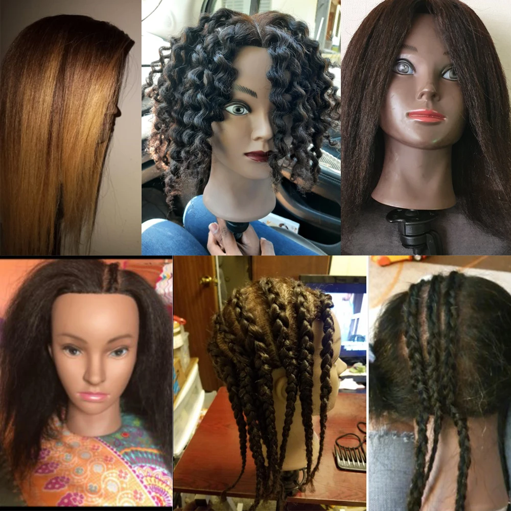 Female African Mannequin Head With Hair For Braiding  Mannequin Practice Hairdressing Training Head Dummy Head For Cosmetology