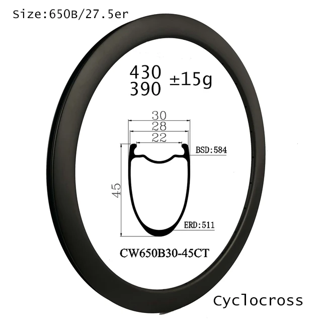 Carbon Cycling Wheels 27.5Er 45Mm Depth 30Mm Wide Cincher Tubeless 700C Rims Gravel/Sandy/Muddy Bike Disc Brake Ultralight Part