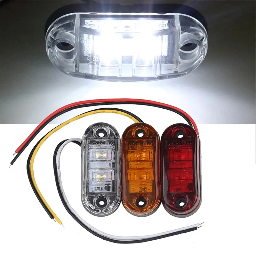 New 12V/24V LED Car Signal Light Side Marker External Warning Tail Auto Trailer Highlight Truck Lorry White Red Yellow Lamps