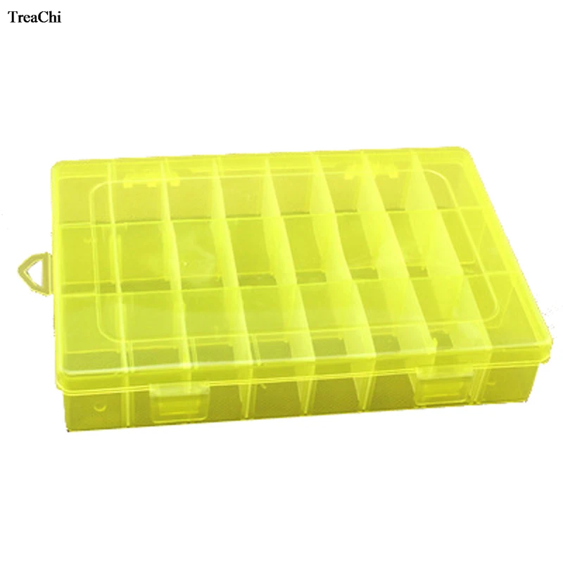 Jewelry Box Earrings Organizer Adjustable 24 Grids Clear Plastic Cover Case Box Container Desk Sundries Ring Jewelry Storage