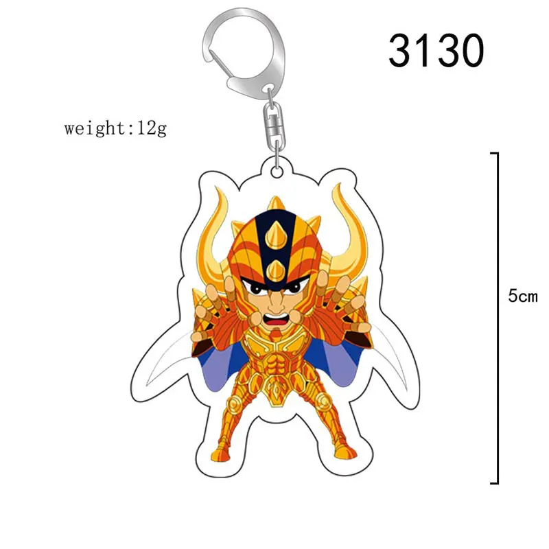 Fashion Cartoon Anime 12 Saint Seiya Keychain Acrylic Double Sided Transparent key Chain Ring Accessories Jewelry For Fans Gifts