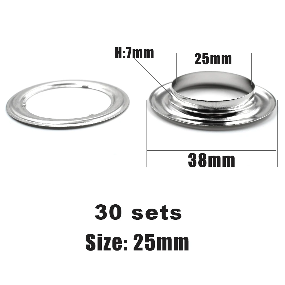 (30 pieces/lot)25mm Metal Eyelets Tent rope hole  Clothing & Accessories Eyelets Ring rivet snaps Shed cloth vent rivets