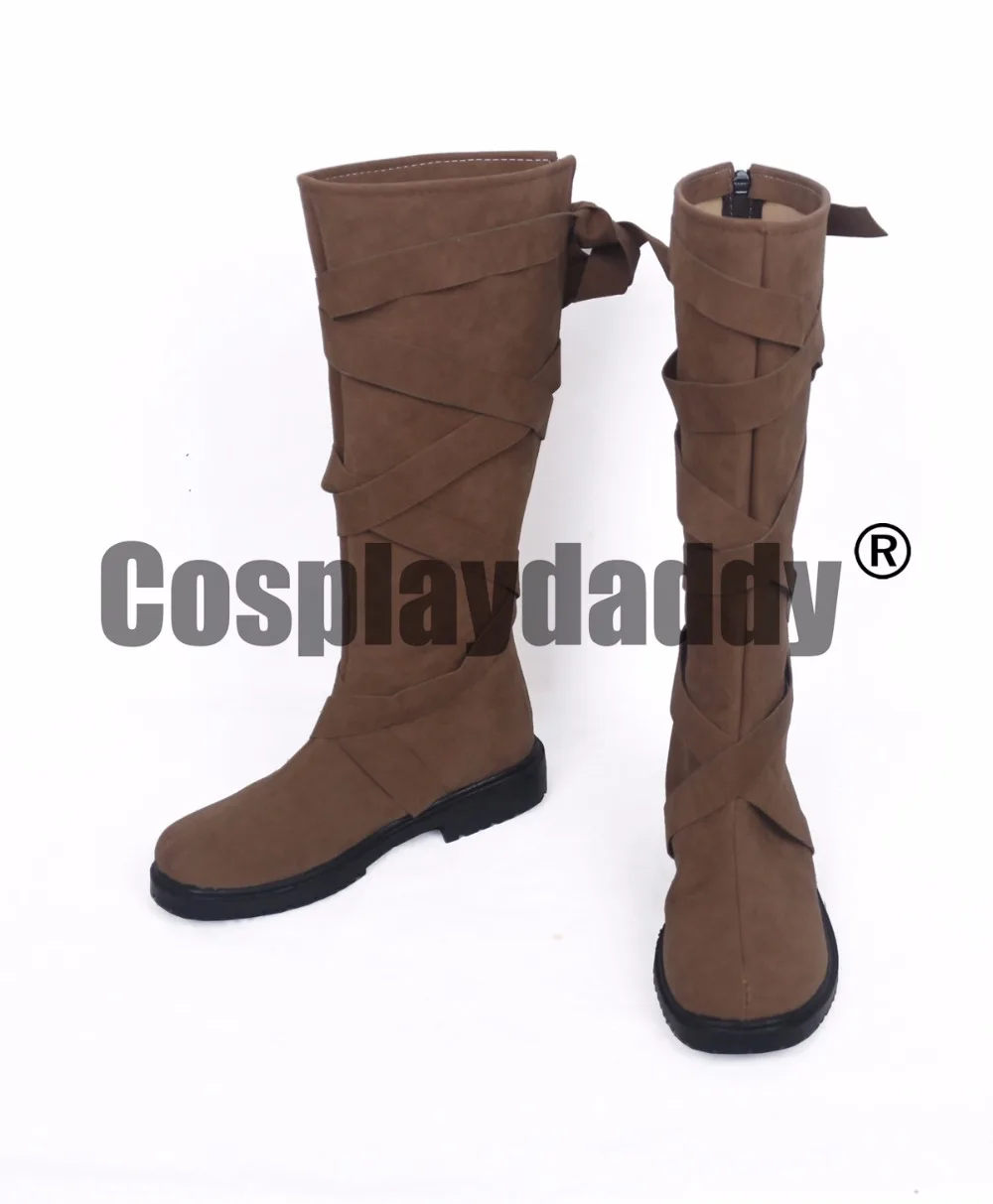 The Night Lands Anime Halloween Long Cosplay Brown Boots Shoes S008