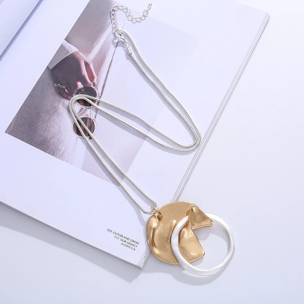 Trend Long Chains Collar Necklace Geometric Pendant Costume Jewelry for Women Goth Accessories Aesthetic Thing 2021