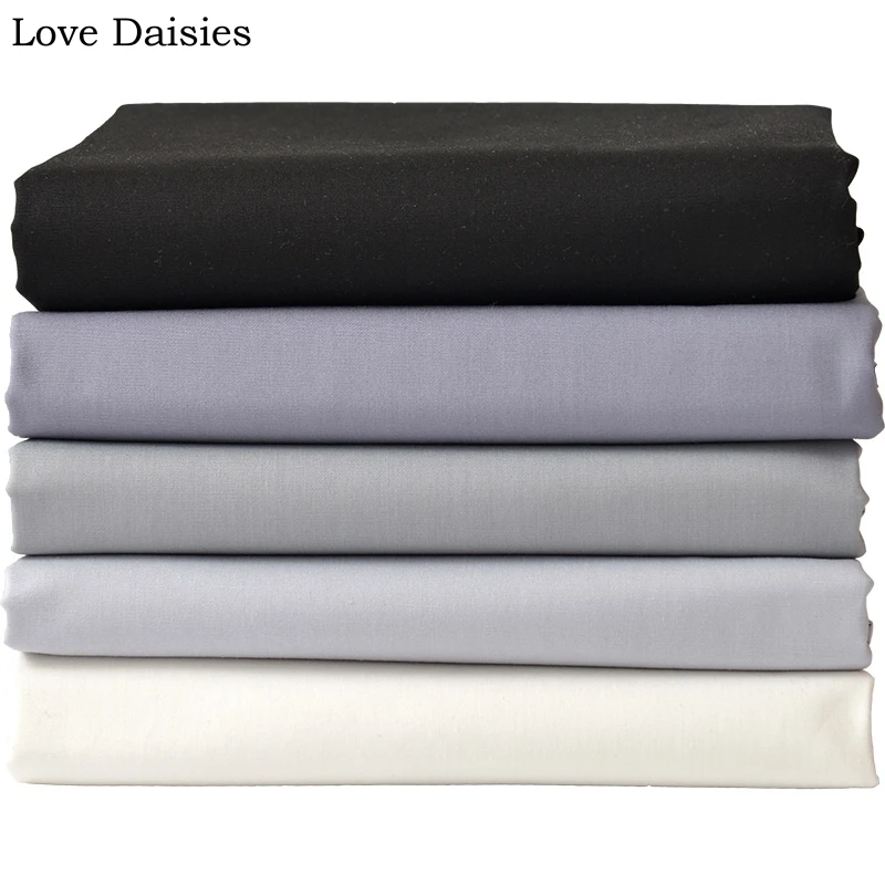 WHITE BLACK PINK GRAY YELLOW BLUE KHAKI Solid Color Poplin 100% Cotton Plain Fabric for DIY Summer Dress Shirt Blouse Top Quilt