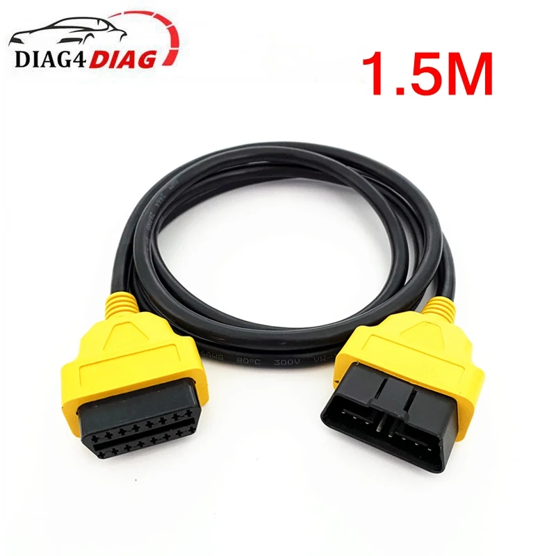 

ELM327 1.5M 150CM OBD2 16Pin Extension Cable ELM 327 Extension Cable 16 Pin OBD II Yellow Connector