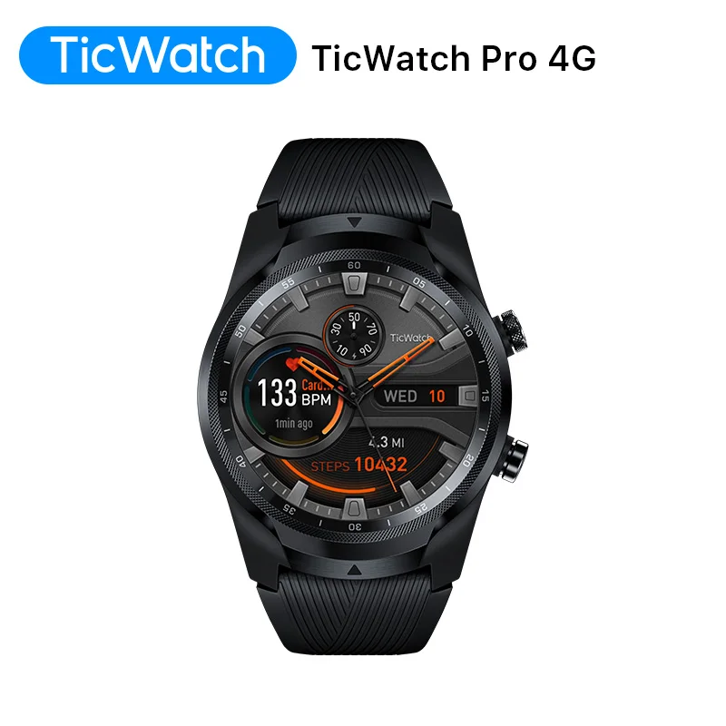 TicWatch Pro 4G/LTE Versión EE. UU. (Reacondicionado) Wear OS Smartwatch con 1 GB de RAM Seguimiento del sueño IP68 Impermeable Pago NFC