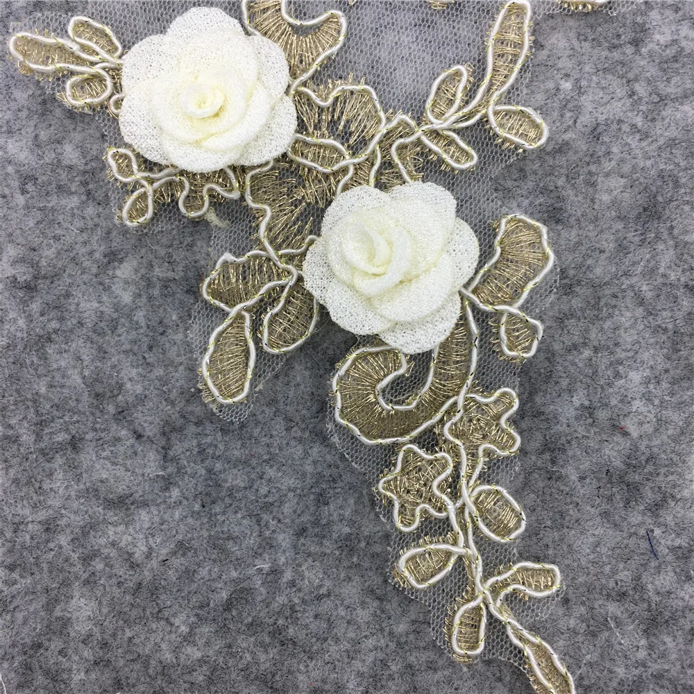 1 piece for sale lace chest decoration 3D three-dimensional flower sequin embroidery DIY clothing craft supplies accessories