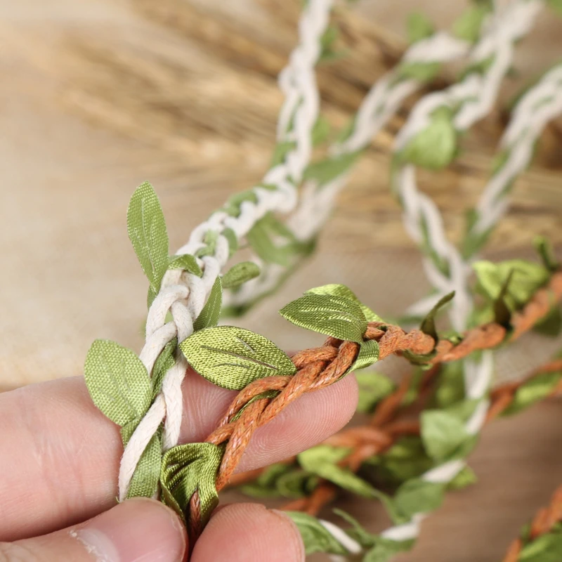 10meter Artificial Leaves Twine Wax String With Leaf Hemp Rope Wedding Party Decoration home DIY Supplies