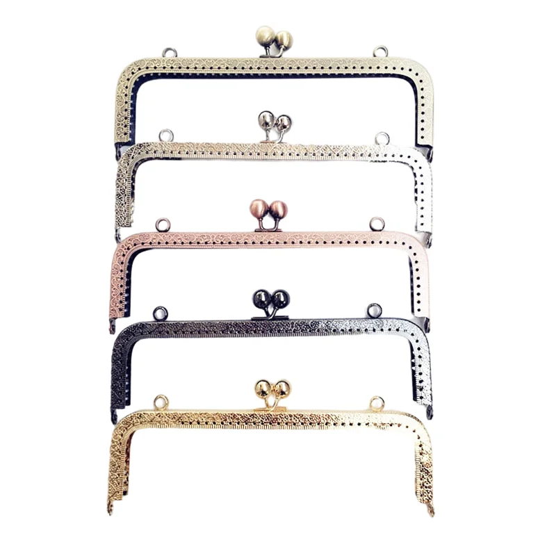 

10Pcs 20cm Square Metal Purse Frame Handle for Clutch Bag Handbag Accessories 8inch Kiss Clasp Lock Antique Bronze Brass Silver