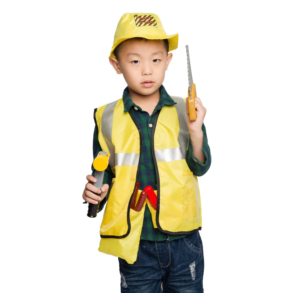 Umorden Kids Child Construction Worker Costume Cosplay Kindergarten Role Play House Kit Set for Boys Engineering Dress Up Party