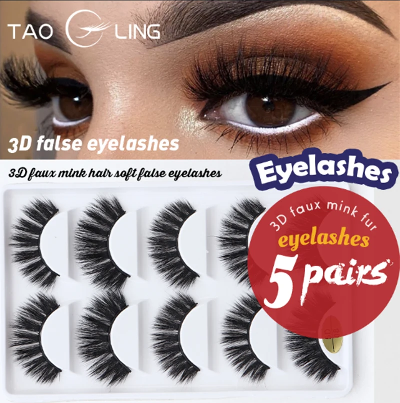 

TAOLING 18 Styles 5 Pairs 3D Mink Lashes False Eyelashes Handmade Wispy Fluffy Long Lashes Natural Eye Makeup Tools Eye Lashes