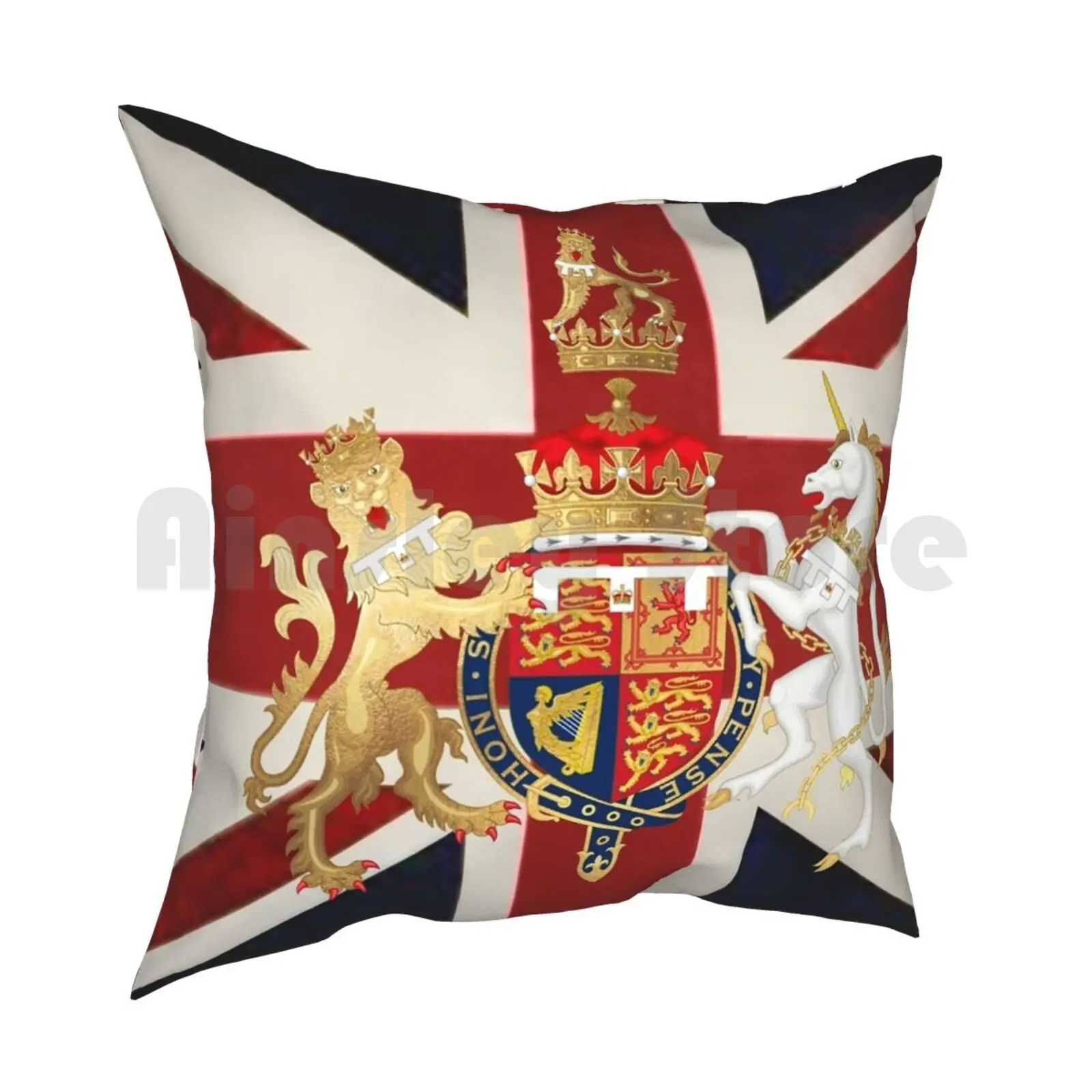 Union Jack With Windsor Insignia Pillow Case Printed Home Soft Throw Pillow Union Jack With Windsor Insignia