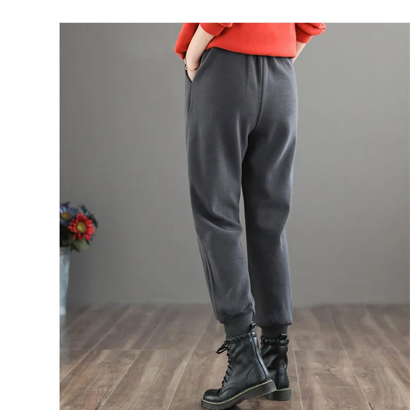 Single/Fleece Cotton Sweatpants Women 2021 Spring Autumn New Loose Casual Elastic Harlan Bunch Pants Outer Wear Sweatpants M281