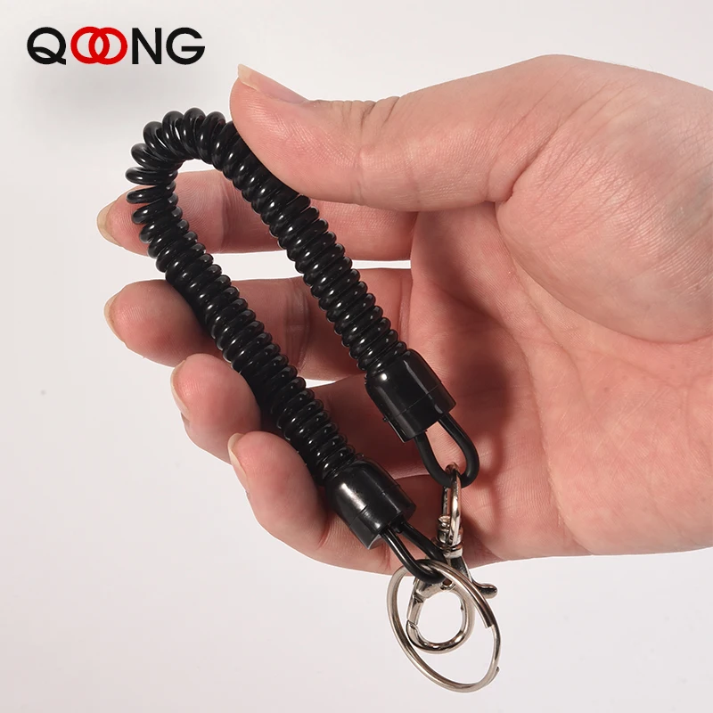 23-90cm Long Plastic Retractable Spring Coil Spiral Stretch Keychain Key Ring For Men Key Holder Keyring  Mobile Phone Anti-Lost