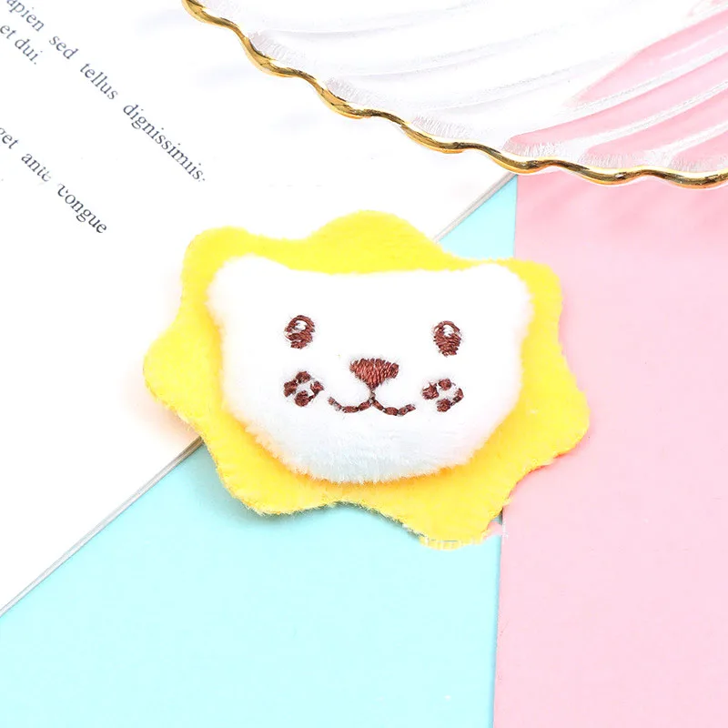 10pcs/lot Cartoon Plush Patches Kawaii Animal Head Padded Appliques DIY Headdress Clothing accessories Handmade Decorative Patch