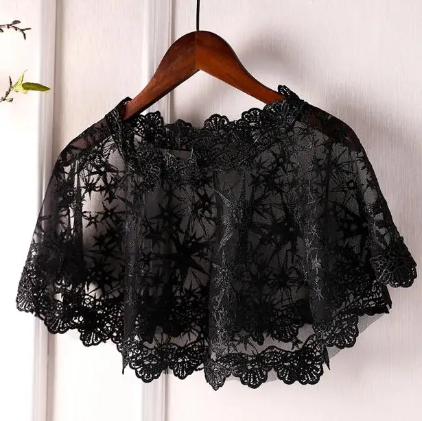 Women\'s black mesh Pashmina Female Summer Sunscreen Mesh Lace Shawl cloak R2155