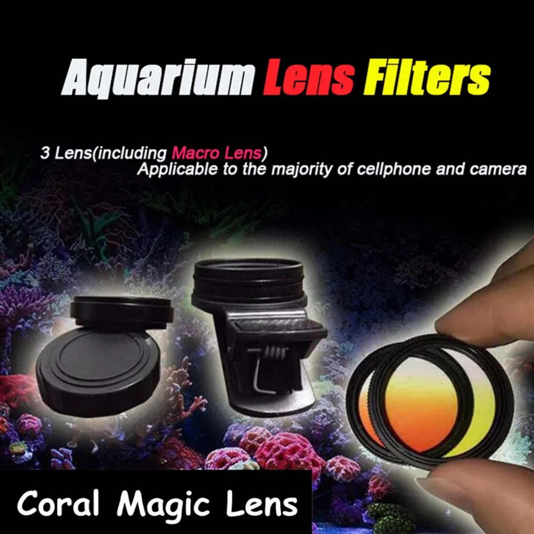 New Aquarium Fish Tank Seawater Coral Reef Phone Camera Filters Lens W/Macro Lens