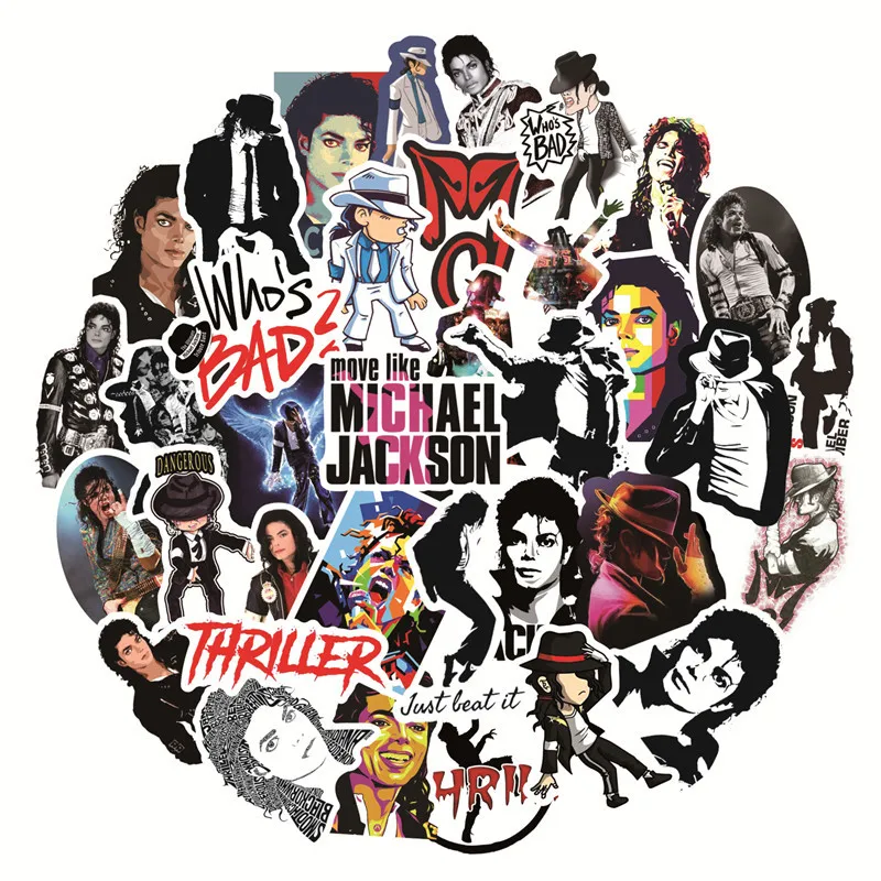 10/30/50pcs Internationality  Pieces Of Rock Star Michael Jackson Graffiti Crazy Fans Cool Helmet  Classic Sticker Pvc Notebook