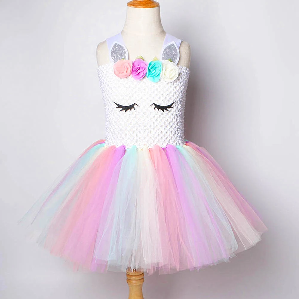 Pastel Unicorn Dresses for Girls Unicorns Costume for Birthday Party Princess Tutu Dress Girl Kids Halloween Costumes Outfits